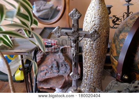 VUGROVEC, CROATIA - OCTOBER 02: Cross in the Rectory of Saint Francis Xavier in Vugrovec, Croatia on October 02, 2015.
