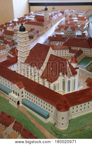 ZAGREB, CROATIA - FEBRUARY 15: Model of of the Zagreb Kaptol with the Cathedral exhibited at the Museum of the City of Zagreb, on February 15, 2015.