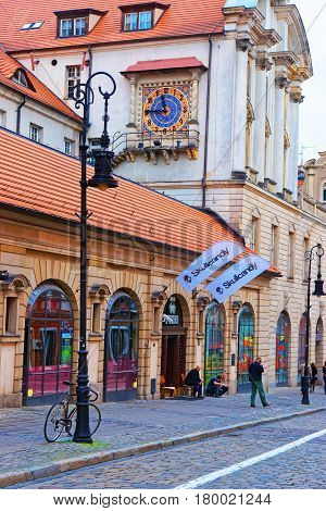 Cobblestone Paderewski Street On Old Town Of Poznan