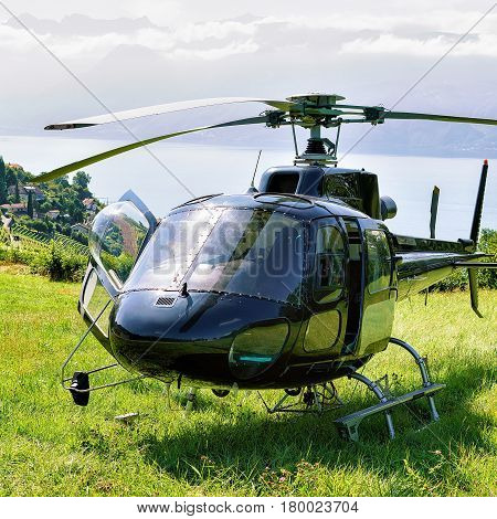 Helicopter In Lavaux In Switzerland