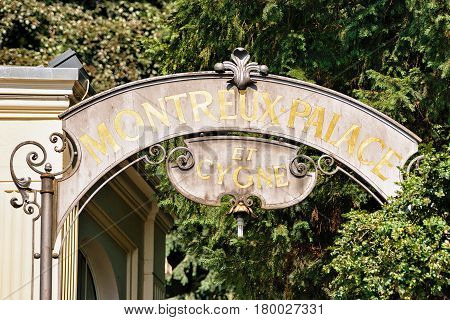 Entrance Gate Into Garden At Geneva Lake Riviera In Montreux