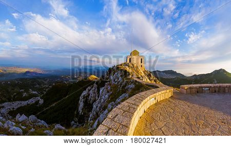Lovcen Mountains National park on sunset in Montenegro
