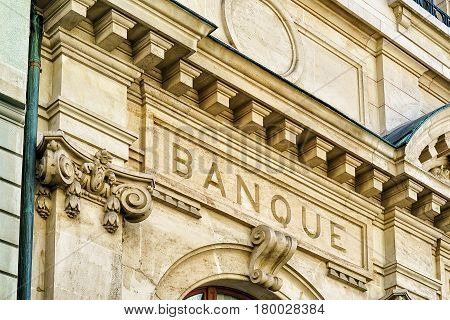 Decor of a bank building in Montreux city center Vaud canton Switzerland