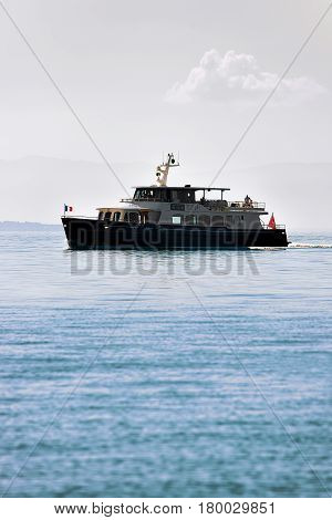 Ferry On Lake Geneva In Lausanne