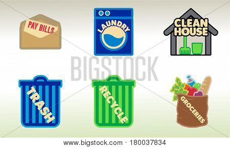 Daily Household Tasks Vector Artwork for Planner Sticker Sheets and More!