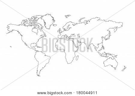 The world map outline with white background