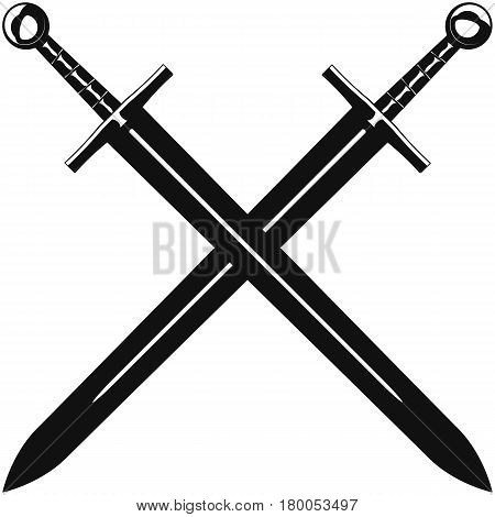 Two crossed swords on a white background