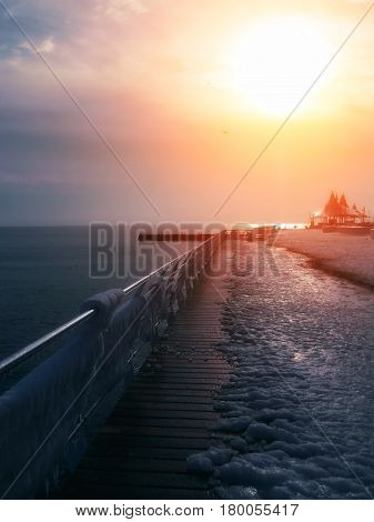 Sea embankment sunset sun landscape nature city beach