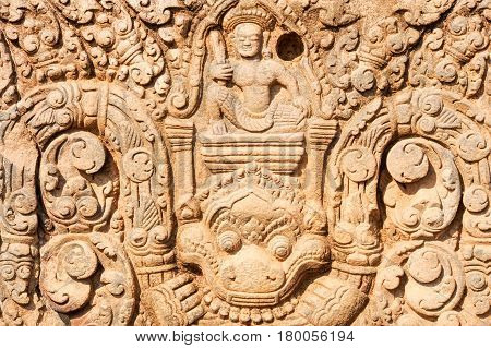 Detail Of Wat Phu Temple In Champasak
