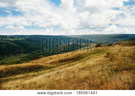 Scenic View Of Chervonohorod Castle Ruins Nyrkiv Village, Ternopil Region, Ukraine