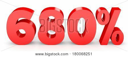 Six Hundred And Eighty Percent. 680 %. 3D Illustration.