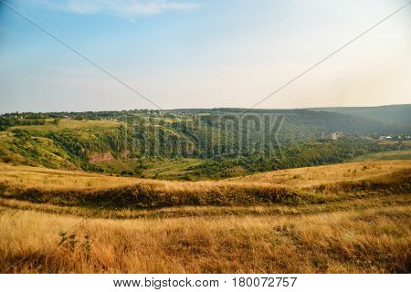 Scenic View Of Chervonohorod Castle Ruins Nyrkiv Village, Ternopil Region, Ukraine