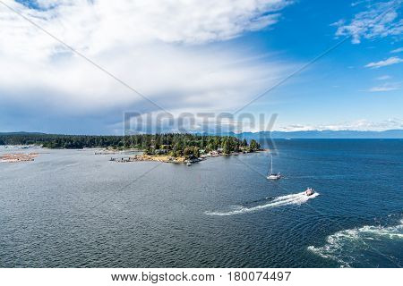Green curving coast near Nanaimo British Columbia