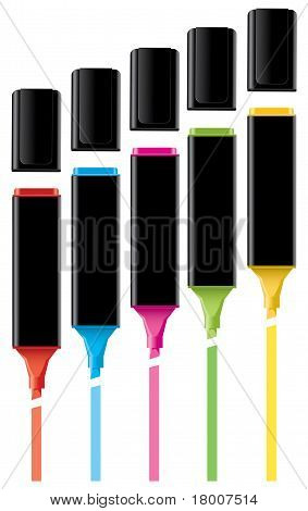 Bunte Textmarker mit Kappen