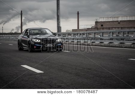 Russia, Moscow - September 24, 2016. Bmw M2 Sports Car With Performance Pack, Front-side View