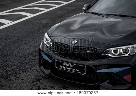 Russia, Moscow - September 24, 2016. Bmw M2 Sports Car With Performance Pack, Front-side View