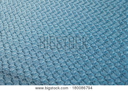 Sky blue crinkle polyester fabric (diagonal view)