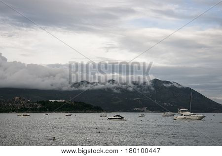 Sea bay against the backdrop of mountains