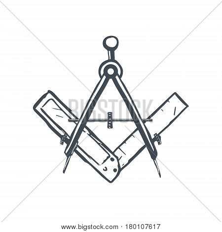 Compass and Square. Mason Sign. Vector illustration