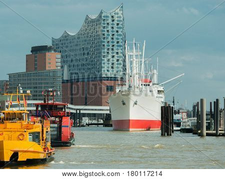 Hamburg, Germany - April 02, 2017: Elbe Philharmonic Hall Completed in Hamburg on the Elbe, April 02, 2017 in Hamburg