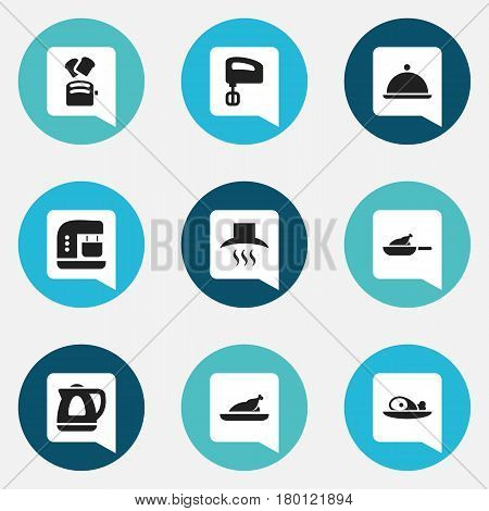 Set Of 9 Editable Cooking Icons. Includes Symbols Such As Agitator, Meat, Salver And More. Can Be Used For Web, Mobile, UI And Infographic Design.