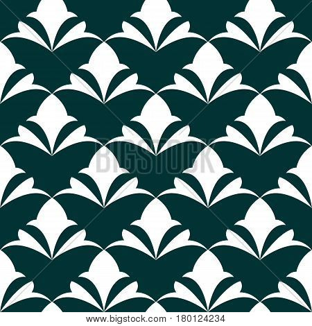Seamless Pattern Of Abstract White Shapes With Calligraphic Smooth Lines