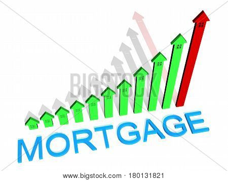 The mortgage graph text concept white background