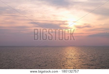 Landscape view of sunset at the beach in Chantaburi Thailand.