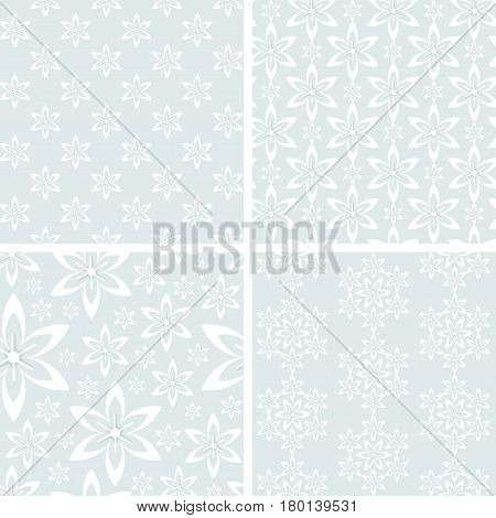 Set of four vintage seamless pattern on light background