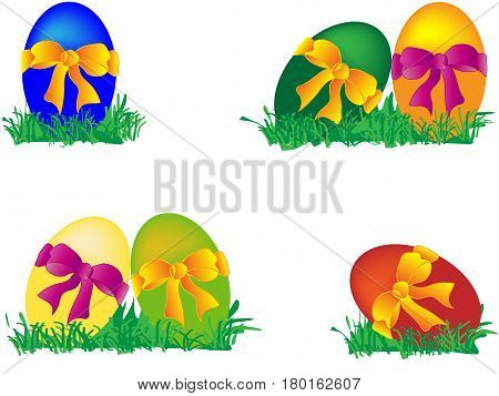 Colored Easter eggs with bows Cranberry, Compilation