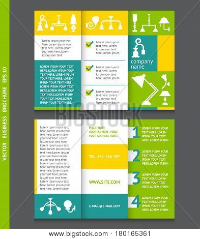 Business Brochure Template With Lamps And Chandeliers.