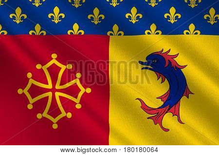 Flag of Hautes-Alpes is a French department in the southeastern of France. 3d illustration