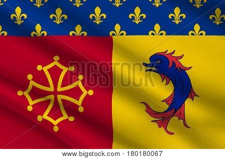 Flag of Hautes-Alpes is a French department in the southeastern of France. 3d illustration