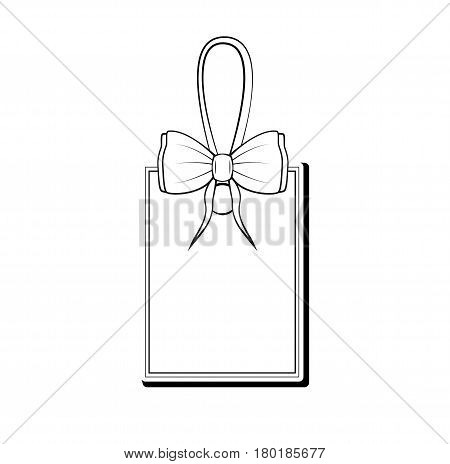 Blank monochrome ribbon banner with contour of label. isolated vector illustration