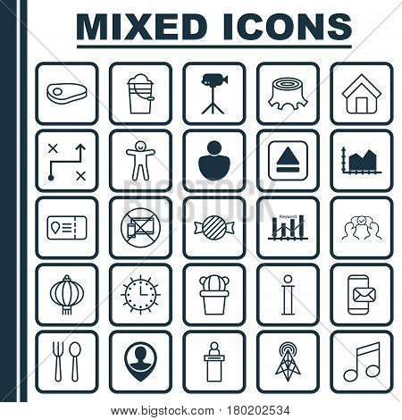 Set Of 25 Universal Editable Icons. Can Be Used For Web, Mobile And App Design. Includes Elements Such As Keyword Optimisation, Steak, Desert Plant And More.