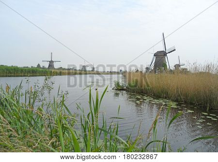 Kinderdijk Historic Dutch Windmill Complex in Molenwaard, The Netherlands