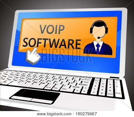 Voip Software Shows Internet Voice 3D Illustration