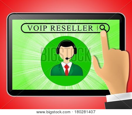 Voip Reseller Tablet Representing Internet Voice 3D Illustration