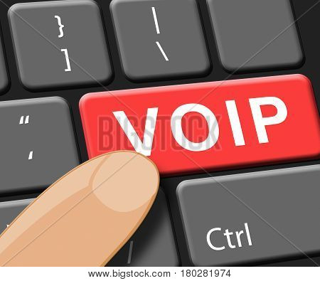 Voip Key Shows Internet Voice 3D Illustration