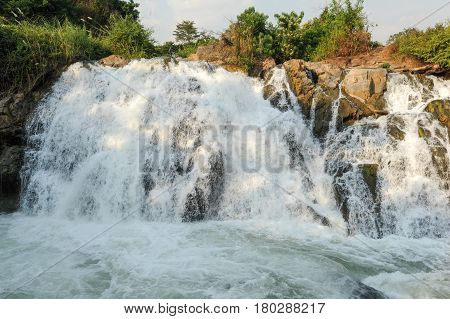 The Strong Cascade Of Don Phapheng Waterfalls Of River Mekong
