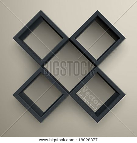 3D isolerede Tom sort reol. Vektor illustration