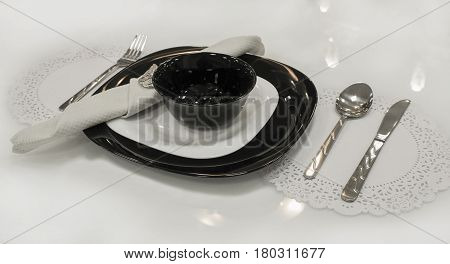 Dinner set for one person for serving of table