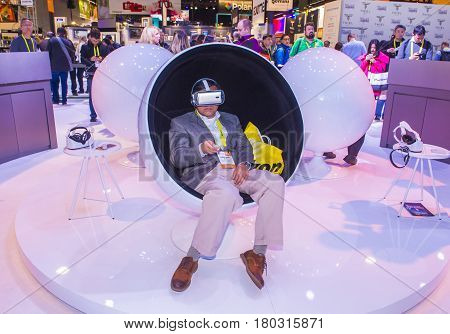 LAS VEGAS - JAN 08 : The Huawei booth at the CES show in Las Vegas on January 08 2017 CES is the world's leading consumer-electronics show.