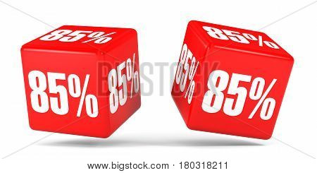 Eighty Five Percent Off. Discount 85 %. Red Cubes.