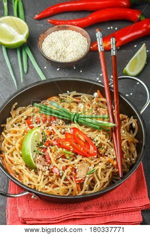 Starch (rice, Potatoes) Noodles With Beef And Vegetables - Bell Peppers, Carrots, Zucchini, Sesame,