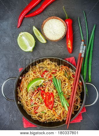 Starch (rice, Potatoes) Noodles With Beef And Vegetables - Bell Peppers, Carrots, Zucchini, Sesame,