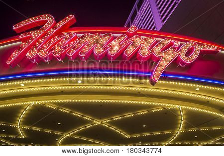 LAS VEGAS - NOV 24 : The Flamingo hotel and casino on November 24 2016 in Las Vegas. The hotel opened by Bugsy Segal on 1946 and it's the oldest resort on the Strip still in operation