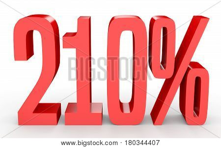 Two Hundred And Ten Percent. 210 %. 3D Illustration.