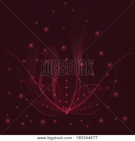 Burgundy background leaves the glow of the fire