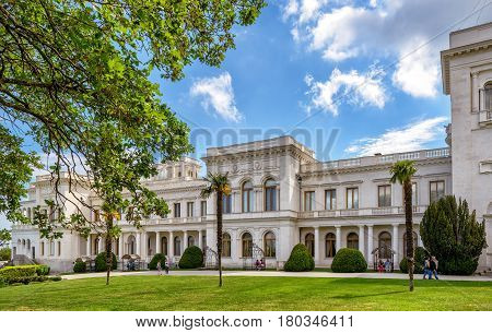 LIVADIA, RUSSIA - MAY 17, 2016: Livadia Palace near city of Yalta. Livadia Palace was a summer retreat of the last Russian tsar Nicholas II. The Yalta Conference was held there in 1945.